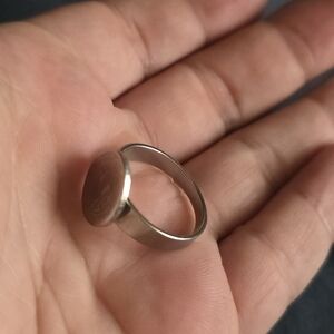 Silver-Tone Coin Face Signet Ring